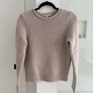 Alex Mill Roll Crewneck Merino Sweater in Light Taupe - S